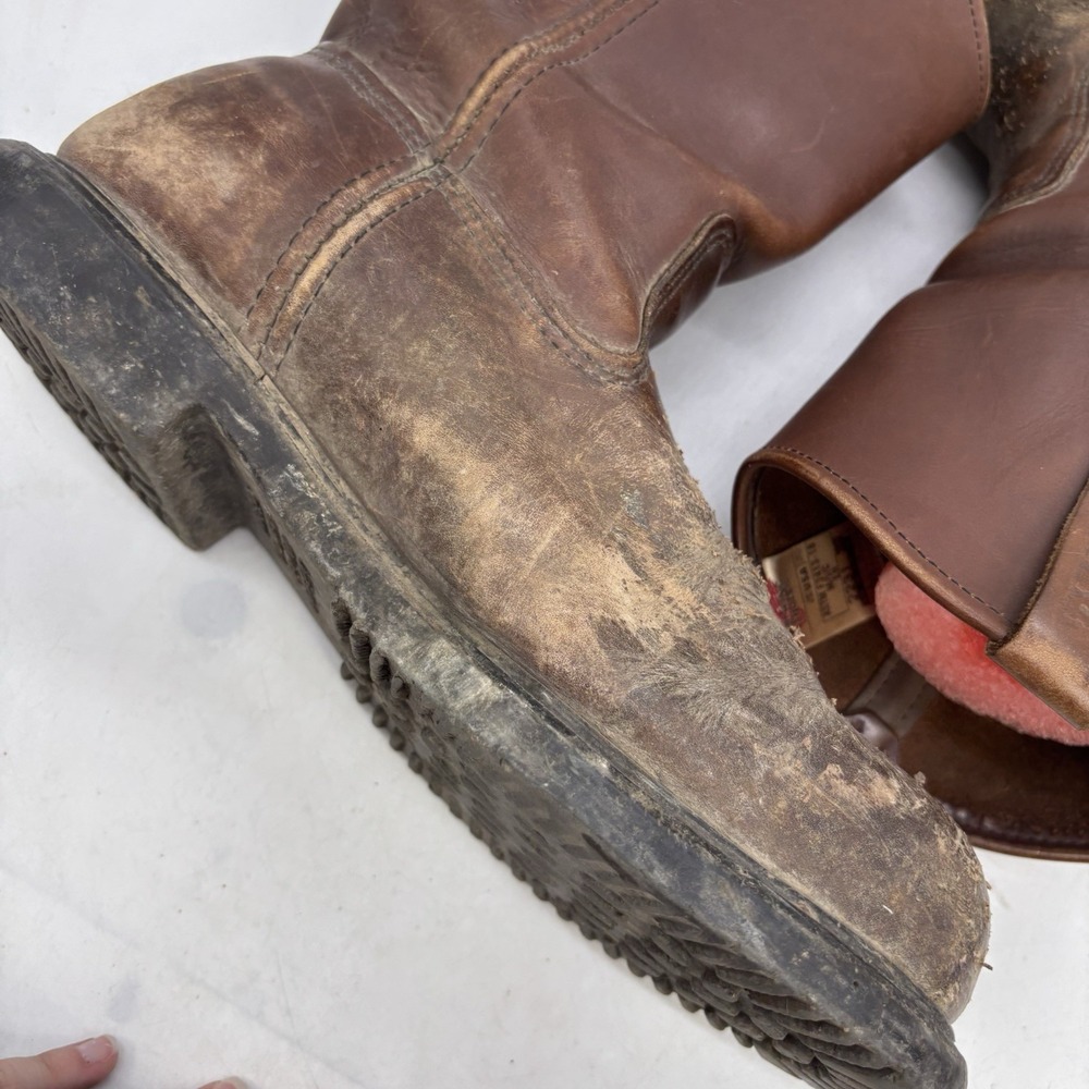 Red Wing Pecos Boots Mens 11.5 E Brown Leather Steel Toe Work PT91 USA Made 2231 - Picture 7 of 14
